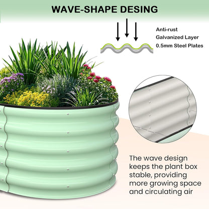 2 Pcs 6x3x1ft Oval Raised Garden Bed, Galvanized Raised Beds,Open-Ended Base Metal Raised Planter Beds,Garden Bed Outdoor,Planter Raised Boxes for Vegetables, Flowers,Tool-Free Asse,Green