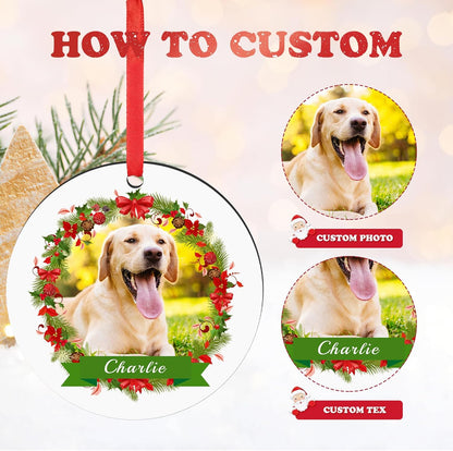 Personalized Dog Photo Christmas Ornaments 2025, Puppy Dog Cat First Christmas Ornaments, Pet Memorial Gifts for Dog Lovers, Pet Lovers