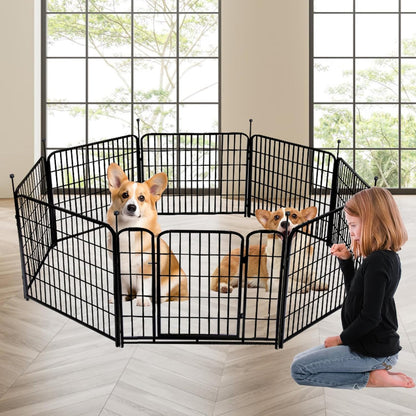 48 in(H) Decorative Garden Fence with Gate,8 Panels Total 17.7 Ft(L) Heavy Duty Iron Animal Barrier Fence for Yard,Suitable for Indoor Pet Or Outdoor Dog Fencing, Garden Border Fence