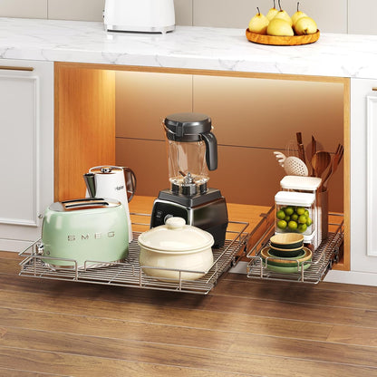 Pull Out Cabinet Organizer 27" W x 21½" D, Heavy Duty Cabinet Pull Out Shelves, Slide Out Drawers Organization for Kitchen Cabinets Bathroom