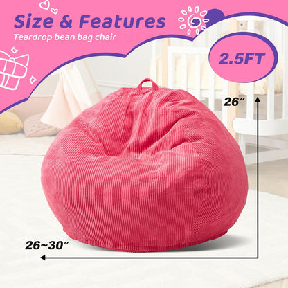 Bean Bag Chairs Teardrop Bean Bag Chair Beanbag Chair with Memory Foam Filled Machine Washable Cover for Living Room, Bedroom (Small,Pink)