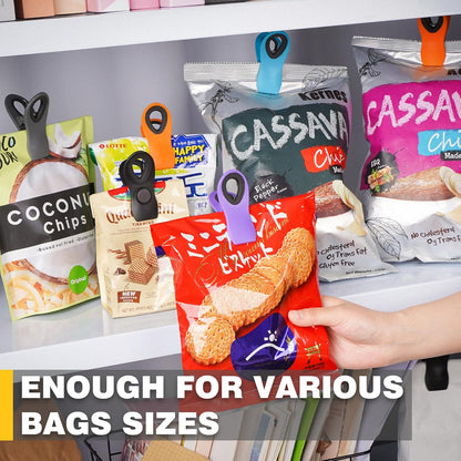 Magnetic Chip Clips, 10 Pack Plastic Bag Clips with Magnet, Black Snack Clips for Food Storage and Refrigerator