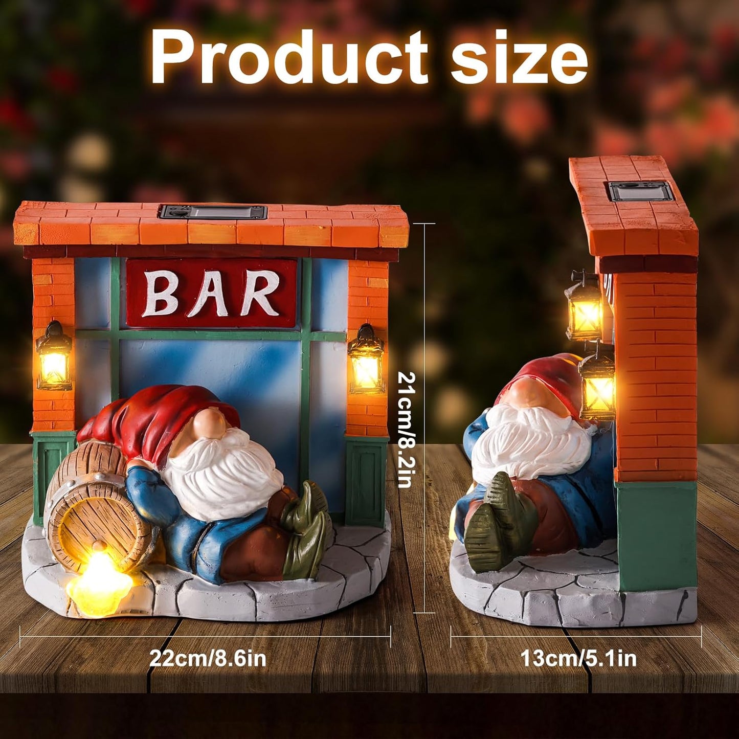 WINTS Garden Gnomes Solar Lights,Solar Gnomes Outdoor,Funny Garden Gnomes Decoration for Lawn,Balcony,Yard,Patio Gnome Gifts for Mom,Men