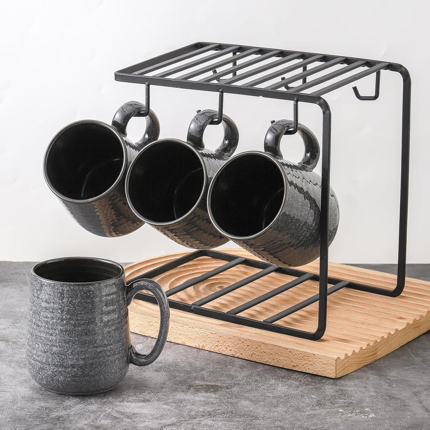 Hasense Dark Grey Coffee Mugs Set of 4, 12oz Ceramic Coffee Cups, Latte Mug with Large Handle for Coffee, Tea, Milk and Hot Cocoa,Easy Hold & Clean, Dishwasher & Microwave Safe