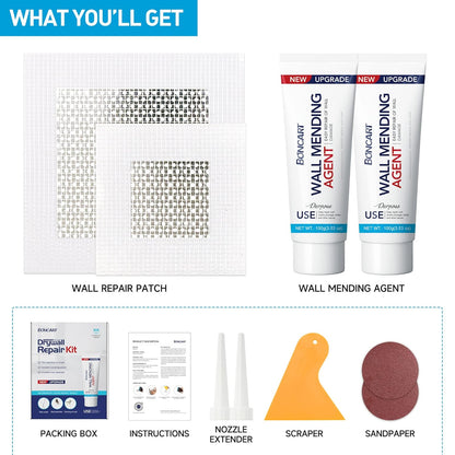 Spackle Wall Repair Kit, Drywall Repair Patch Kit,Wall Mending Agent Putty,Wall Repair Paste Plaster for Wall Crack/Nail Hole,Wall Repair Patch Kit with Scraper/Sandpaper