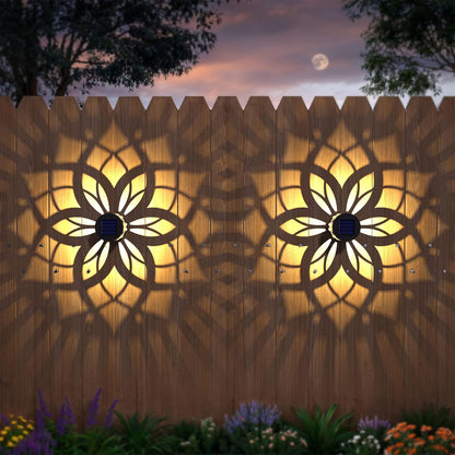 4 Pack Solar Fence Lights Metal Solar Powered Outdoor Wall Deck Step Lights Mandala Theme Waterproof Fence Light for Garden Post Patio Backyard Yard Decor, Gardening Gifts for Women Mom Grandma