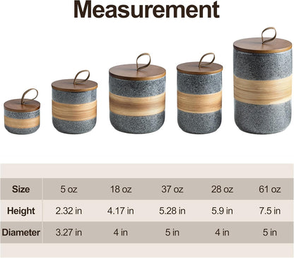 Spice Jars with Airtight Lid, Coffee Container Canister Kitchen Food Storage Jars for Spice Sugar Tea Bag, Stackable Decorative Jars for Countertop, Grey & 37oz