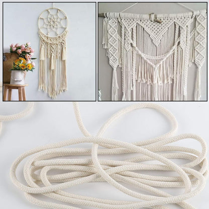 ZOENHOU 164 ft 1/4 in Natural Cotton Rope - White Solid Clothesline Rope for Laundry Line, DIY Crafts, Art Projects, Garden Decor