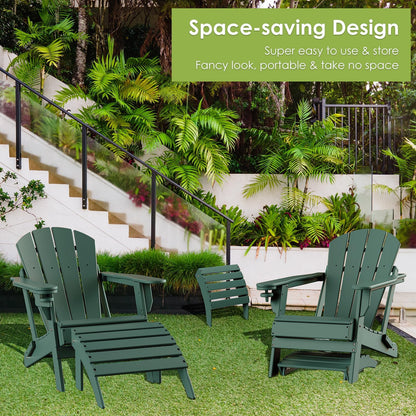 GREENVINES Adirondack-Ottoman | Set of 4 | HDPE Plastic | Outdoor Footrest | All Weather | Foot Rest | Foot Stool | Forest | for Adirondack Chair | for Patio Backyard Pool
