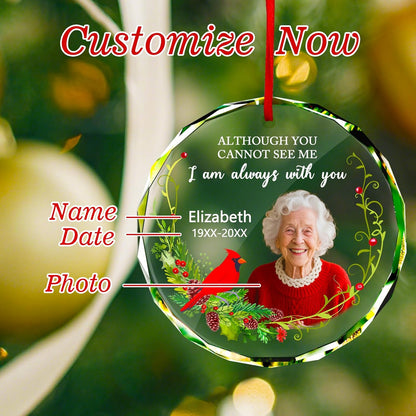 Personalized Christmas Ornament with Photo - Custom in Loving Memory Picture Ornaments, Customized Memorial Hanging Ornament, Sympathy Keepsake Gift for Loss of Loved One