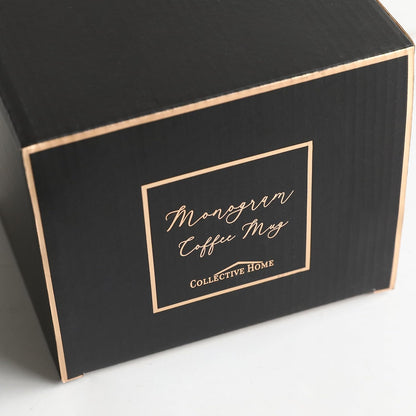 COLLECTIVE HOME - Monogram Ceramic Mugs, 15 oz Golden Initial Coffee Cups, Elegant Alphabet Tea Mugs, Elegant Personalized Mug with Gift Box, Luxurious Cups for Office and Home (t)