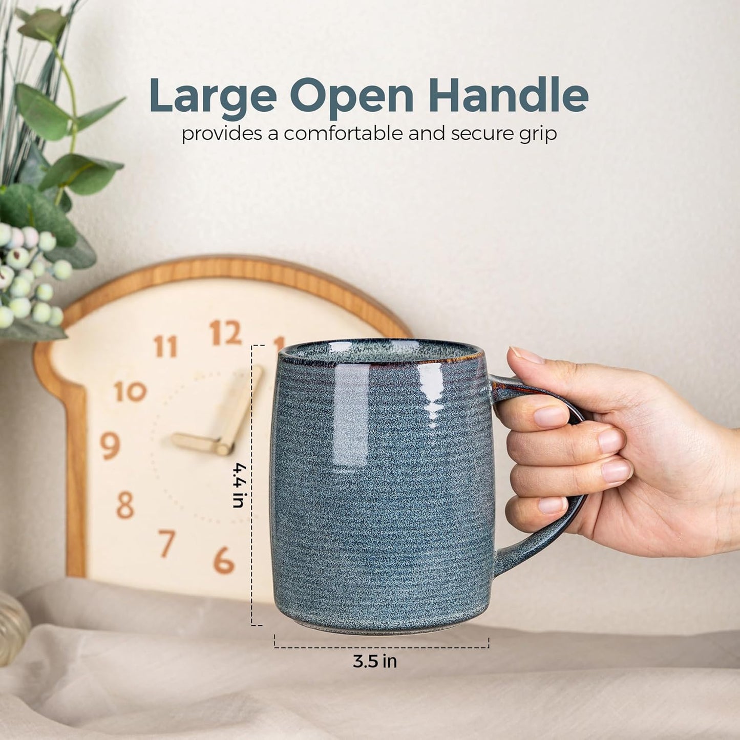 GBHOME Large Coffee Mugs Set of 4, 18oz Handmade Ceramic Coffee Mugs Set with Gradient color for Latte/Tea/Beer/Hot Cocoa, Dishwasher & Microwave Safe, Space blue