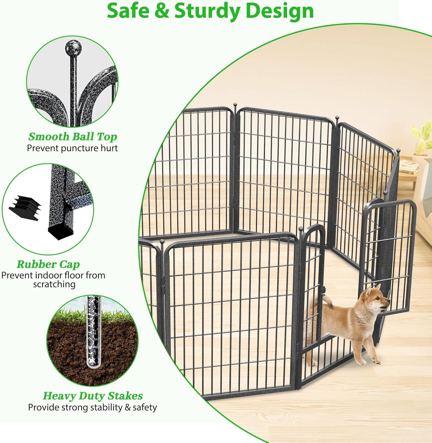 Decorative Black Metal Fencing Garden Fence with Gate, 73ft(L) 32in(H) 32 Fence Panels No Dig Fence Rustproof Animal Barrier Fence Temporary Dog Panels Fencing Outdoor