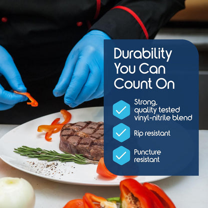 Inspire Nitrile-Vinyl Blend Exam Gloves - Disposable, Latex Free, Medical, Multipurpose for Cooking