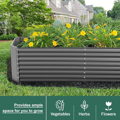Land Guard 6×3×2 ft Galvanized Raised Garden Bed Kit, Galvanized Planter Raised Garden Boxes Outdoor, Large Metal Raised Garden Beds for Vegetables(Grey)…