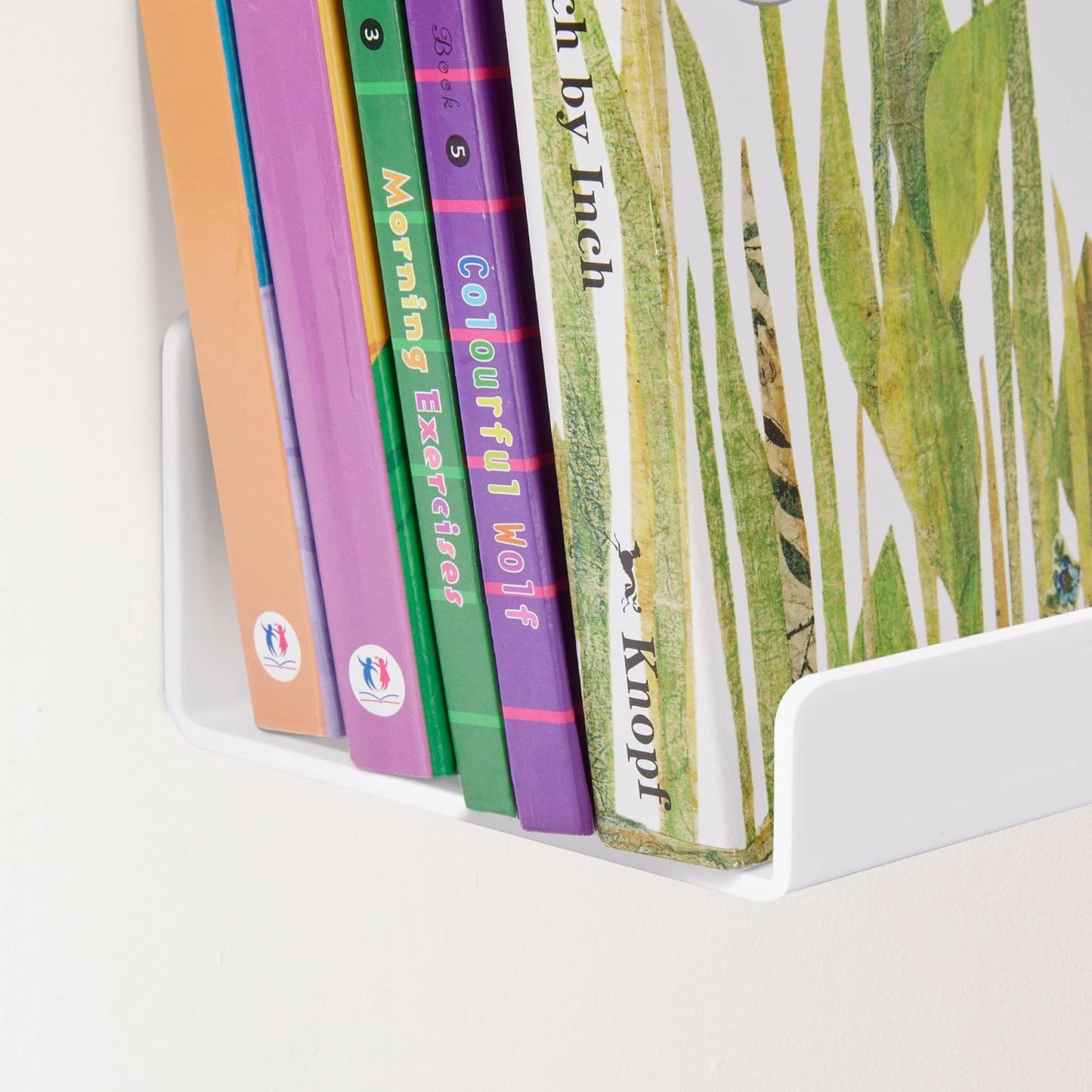 upsimples Acrylic Shelves for Wall Decor, 15" Display Shelf Perfume Organizer for Bathroom, Bedroom, Living Room, Floating Bookshelves for Kids, White, 4 Pack