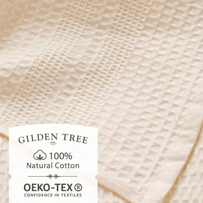 GILDEN TREE Waffle Hand Towels for Bathroom Quick Dry Towel Super Absorbent Thin 100% Cotton Hand Towels Lint Free, Hand Towels for Bathroom Set of 2, Classic Style (Cream)
