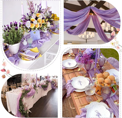 Sioloc 10 Pack Lilac Purple Lavender Cheesecloth Table Runner Fall Autumn Decor for Home 10ft Table Cloth for Tea Wedding Birthday Party Baby Bridal Shower Halloween Thanksgiving
