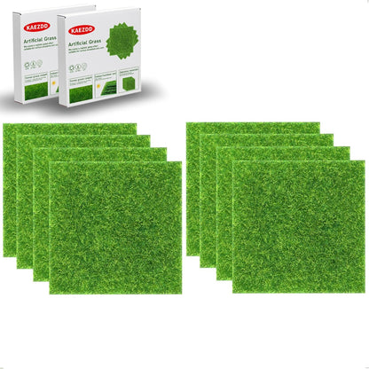 8 Packs 6 X 6 Inch Fake Grass Decor for Crafts, Artificial Grass for Dollhouse Miniature Ornament Projects, Model Turf Grass for DIY Fairy Garden Accessories and Decor Kit