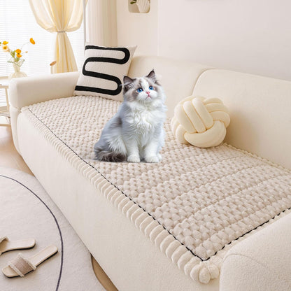 OTOB Couch Cover for Dogs Washable All Seasons, Non Slip Fuzzy Pet Couch Covers Sofa Slipcovers Cushion Mat, Plush Soft Cozy Kids Pet Friendly Furniture Protector (Cream, 23.6" x 47.2")