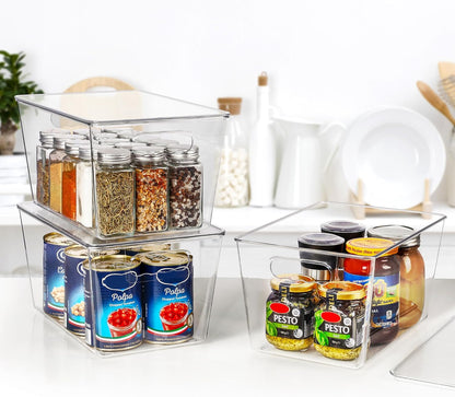 Vtopmart 10 Pack Clear Stackable Storage Bins with Lids, Large Plastic Containers with Handle for Pantry Organizer and Storage,Perfect for Kitchen,Fridge,Cabinet, Closet,Bathroom Organization