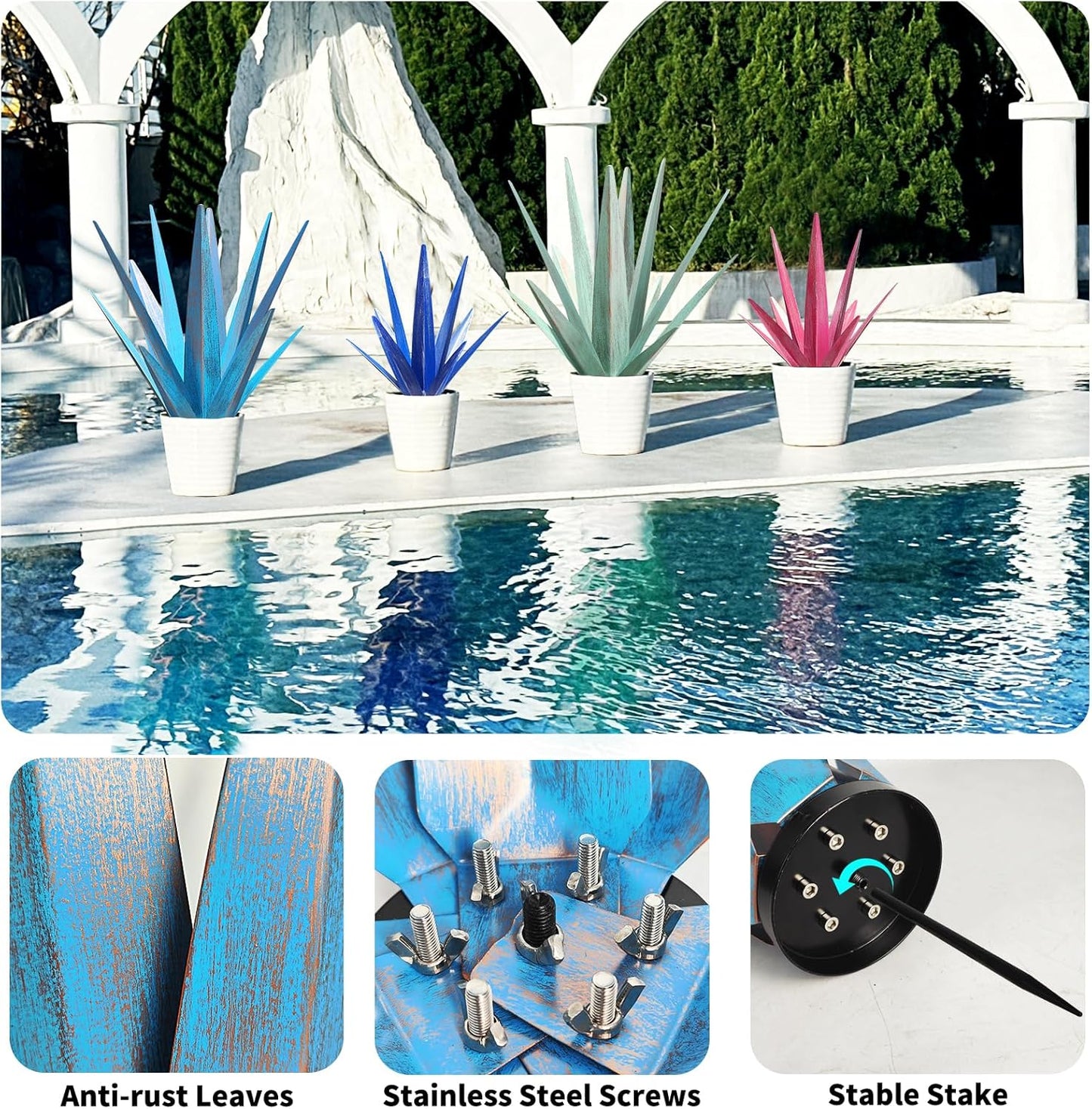 Large Tequila Rustic Sculpture, Rustic Metal Agave Plants for Outdoor Patio Yard, Home Decor Metal Agave Garden Yard Statue