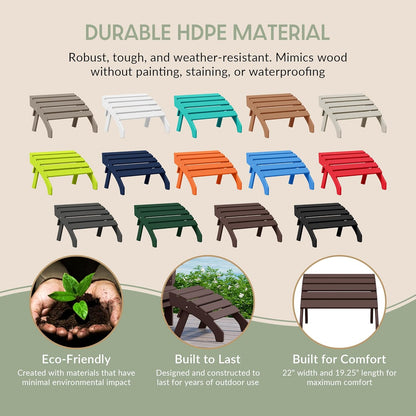 WestinTrends Dylan Outdoor Patio HDPE Adirondack Ottoman Footrest, Dark Brown