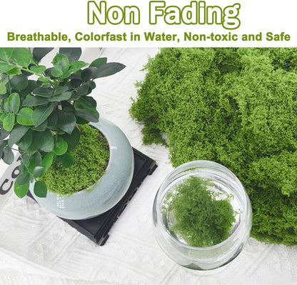 Potanro Faux Green Moss 5.3oz Artificial Fake Plant Moss for Potted Plants Indoor, Crafts, Planters, Bonsai Artifcial, DlY Floral Decorative Moss, Fairy Garden Wedding Table Centerpieces Decor