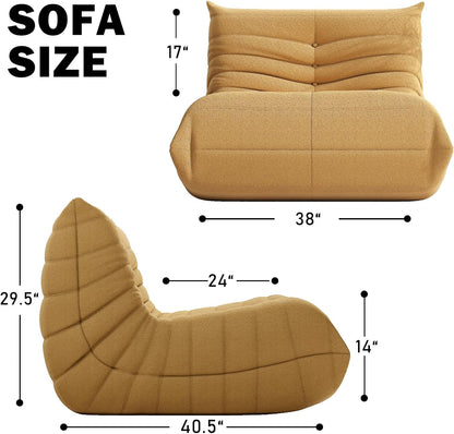 Bean Bag Chair, Memory Foam Bean Bag Sofa Large Bean Bag Chair for Adults, Bean Bag Chairs for Teens with High Density Comfortable Foam, Bean Bag for Living Room, Bedroom (Yellow)