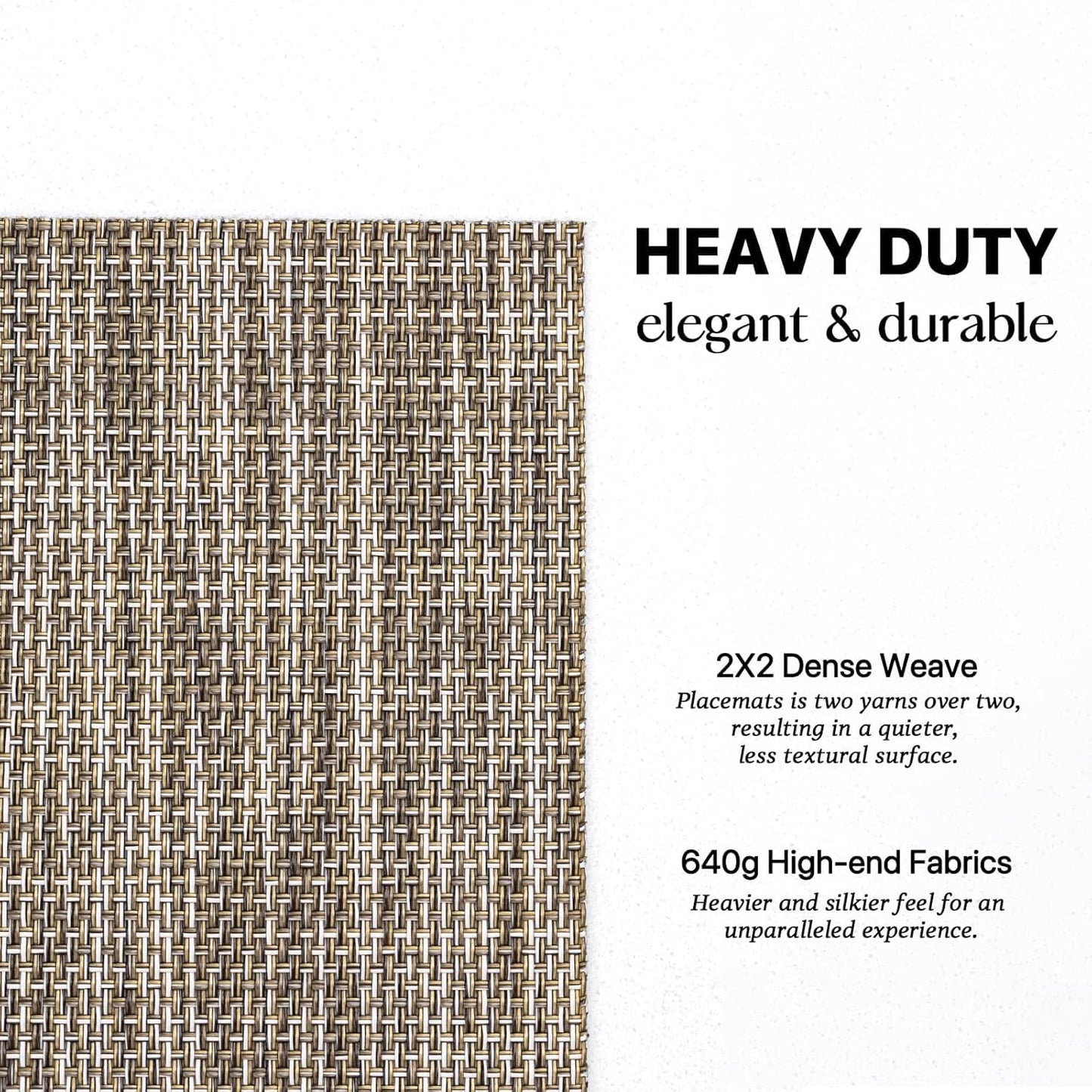 LEXMORE Placemats Set of 12 Vinyl/Plastic Woven Place Mats for Kitchen Table Indoor/Outdoor Washable Placemat Wipeable Dining Table Mats(A-Cappuccino)