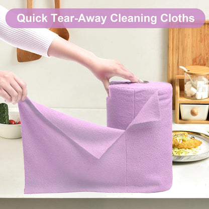 LIVOS Microfiber Cleaning Cloth Roll - 80 Pack, Reusable Paper Towels Purple Tear Away Towels, Microfiber Towels for Cars, Super Absorbent Lint Free Cleaning Rags for House,Kitchen,Window-11.5"x11.5"
