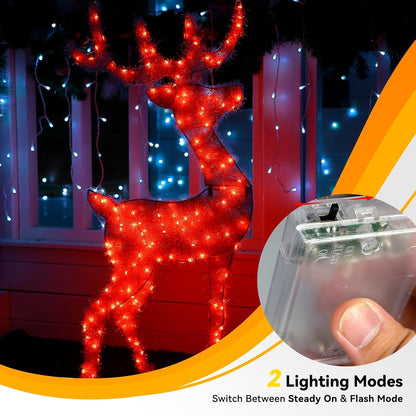 4 Pack 60LED Christmas Fairy Lights Battery Operated - 20FT Twinkle Lights with 2 Lighting Modes Indoor Outdoor, Waterproof Led Fairy String Lights for Bedroom, Wedding, Dorm, DIY Decor, Red