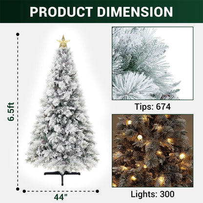 Naomi Home Darla Snowy Christmas Tree 6.5ft/Snow Flocked
