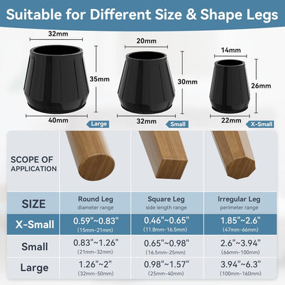 24PCS Extra Small Silicone Chair Leg Floor Protectors for Hardwood Floors, Thicken Rubber Chair Leg Cap Covers, Non Slip Furniture Leg Pads to Protect Wood Tile Floors from Scratches and Reduce Noise