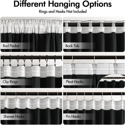 MIULEE Black Velvet Curtains 84 inches Long 2 Panels - Luxury Pinch Pleated Room Darkening Window Drapes for Bedroom Living Room Thermal Insulated Super Soft Blackout, Back Tab Rod Pocket