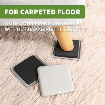 Furniture Sliders for Carpet 8 PCS - 3 1/2 inch Furniture Moving Slider Chair Legs Floors Protectors Square Furniture Movers Sliders – Move Your Furniture Easy & Safely(for Carpet)