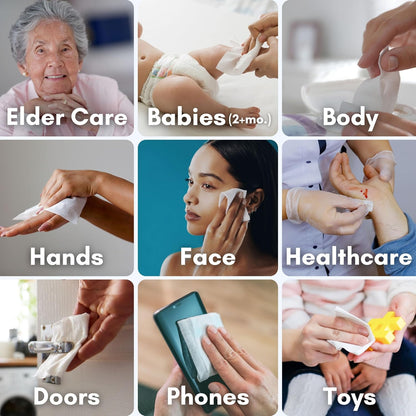 Nurture XL Antibacterial Body & Hand Wipes | Alcohol-Free Antiseptic Wet Sanitizer Towelettes for Germ Removal, Disinfecting Skin, Sanitizing Hands |Cleaning Cloths | Adults & Baby | Thick & Strong