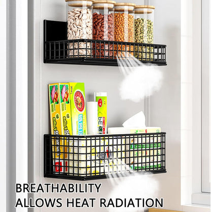 Magnetic Basket Fridge Organizer Wire Bins Pencil Holder Whiteboard Accessories Home Kitchen Organization (Black-High)