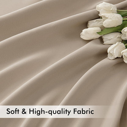 MIULEE Taupe Back Tab Blackout Curtains 108 Inch Long 2 Panels Set for Bedroom, Rod Pocket/Pinch Pleat Extra Long Thermal Insulated Living Room Darkening Pleated Light Blocking Drapes