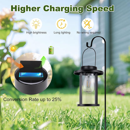 Solar Lantern Outdoor,Hanging Solar Lights Waterproof,Outdoor Wall Light Fixtures wiht Bulb,Outside Porch Lights Wall Mount for Front Garage Chicken Coop Farmhouse,2 Pack