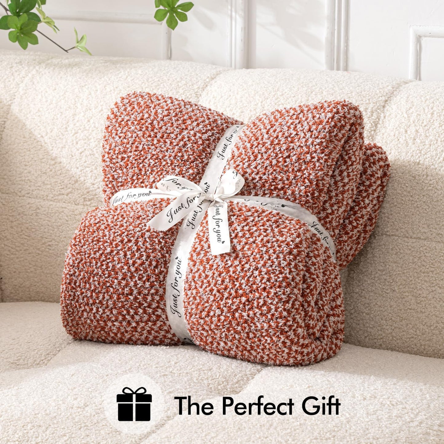 MIULEE Fall Rust Super Soft Throw Blanket for Couch, Cozy Fluffy Warm Throws Knit Blankets for Sofa, Bed, Chair, Living Room, Camping, Picnic, 50 x 60 inch