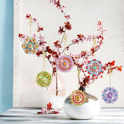 Henoyso 20 Pcs Diamond Art Painting Keychains Kits for Adults 5d Double Sided Cross Shaped Diamond DIY Painting Keychains Gem for Beginners Kids Adults DIY Crafts Decor Gift Party(Mandalas)