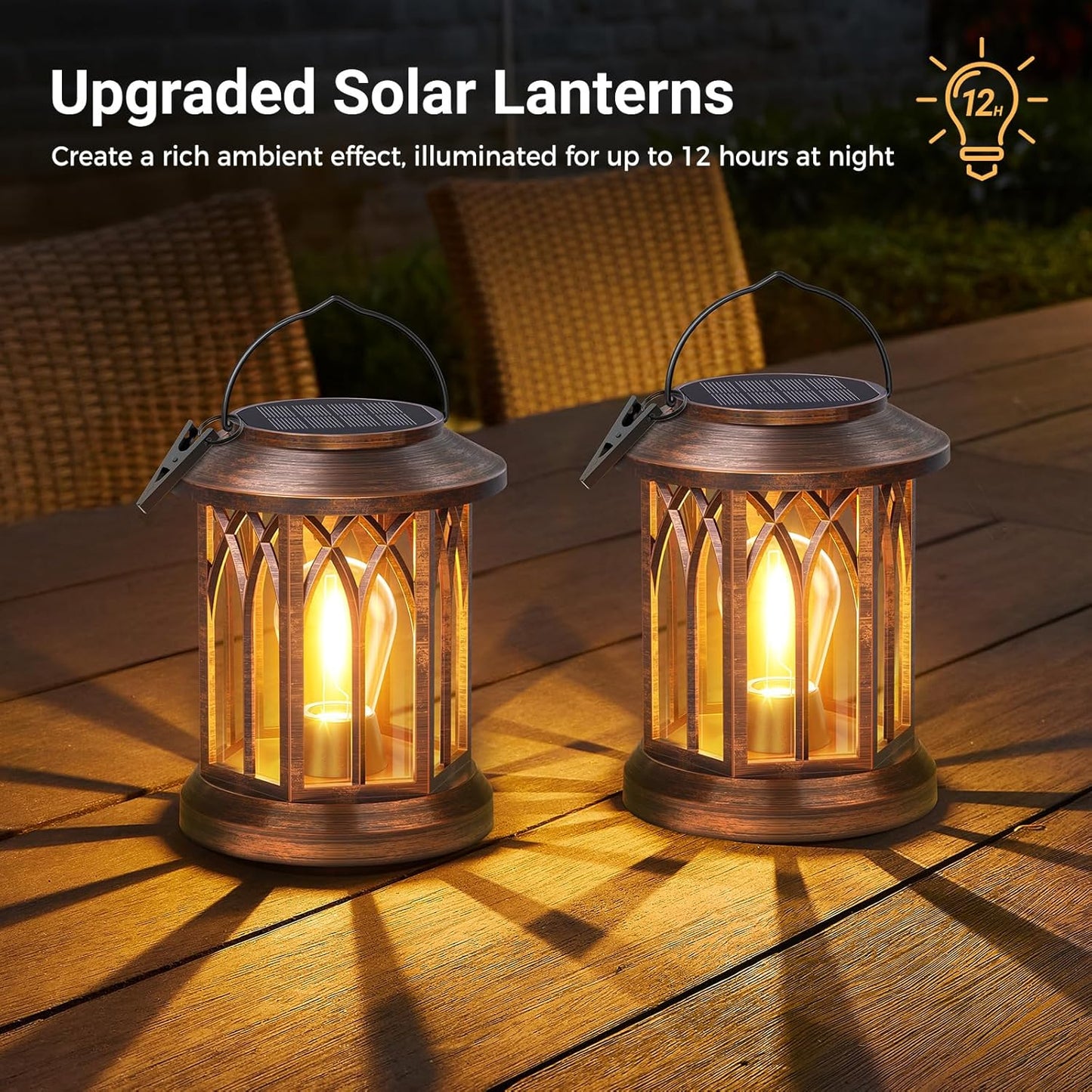 WdtPro Solar Lanterns Outdoor Hanging 4 Pack, Upgraded Bright Solar Lantern Lights Outdoor Waterproof, Solar Powered Lantern Over 12Hrs for Outside Garden Yard Patio Decor (Copper)