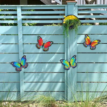 Oraytteo Metal Butterfly Outdoor Wall Decor - 4 Pack 9.8in Metal Butterflies Fence Art Decoration, Indoor Outdoor Patio Backyard Garden Decorations, Gift for Mom Dad Friends