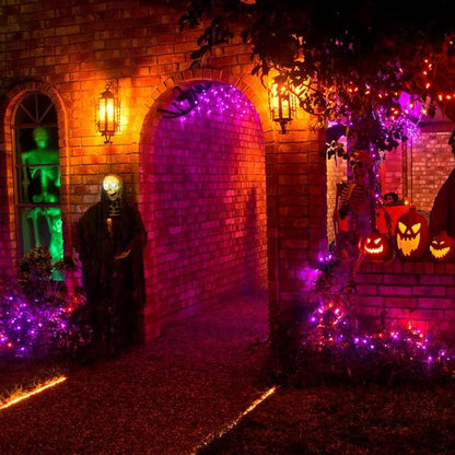 Dazzle Bright Purper and Orange Halloween Lights, 40FT 200 Count Mini String Lights, Waterproof Halloween Decorations for Outdoor Indoor Patio Home Party Garden Yard Decor