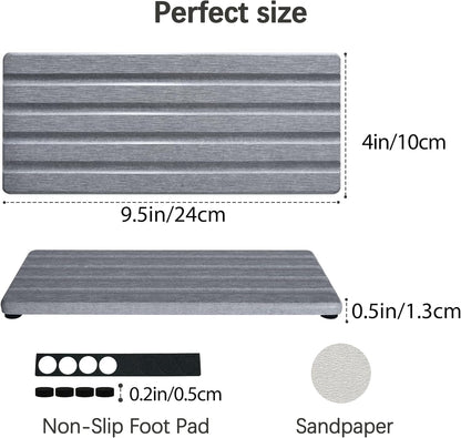 Diatomite Soap Dish, Water Absorbing Stone Tray, Kitchen Sink Organizer, Fast Drying Counter Holder (Grey, 9.5" x 4"/24 x 10cm)