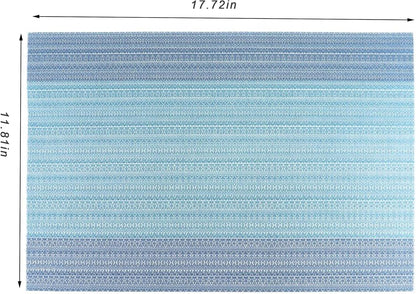 CADONO Placemats Set of 6 Washable Indoor/Outdoor Vinyl Place Mats for Dining Table Durable Non-Slip Heat Resistant PVC Weave Table Mats（Ocean Geode）