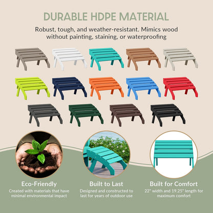 WestinTrends Dylan Outdoor Patio HDPE Adirondack Ottoman Footrest, Turquoise
