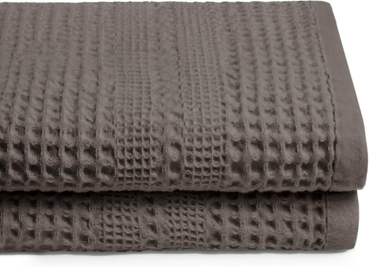 GILDEN TREE Waffle Towels for Bathroom, 100% Cotton Quick Dry Towel, Waffle Bath Towels Large, Absorbent Lightweight Travel Towel, Bath Towels Set of 2, Classic Style (Stone)