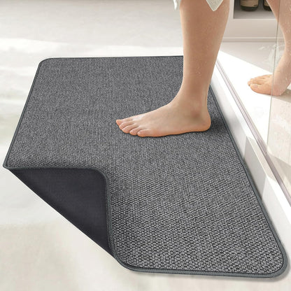 Bath Mat,Ultra Thin Bathroom Runner Rugs,Large Bath Mats for Bathroom,Quick Dry,Non-Slip,Machine Washable,Low Pile,Bath Rug,Shower Outside,Sink,Home Decor Accessories.Dark Grey,1'5"x2'11"（17x35inch）